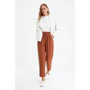 Trendyol Brown Carrot Fit Elastic Waist Lace-up Trousers