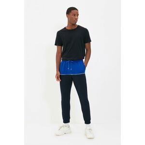 Trendyol Navy Blue Men's Regular Fit Paneled Pile Detail Elastic Leg Sweatpants