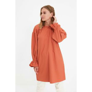 Trendyol Salmon Crew Neck Frilly Tunic