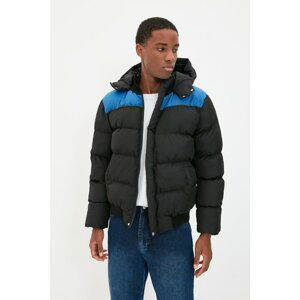 Trendyol Black Men's Puffer Hooded Color Block Coat