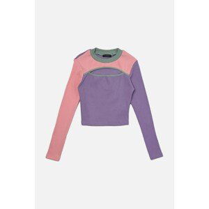 Trendyol Lilac Color Block Cut Out Detailed Knitted Blouse
