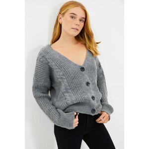 Trendyol Gray Knitted Detailed Knitwear Cardigan