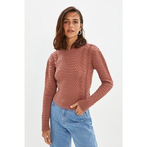 Trendyol Dried Rose Crew Neck Knitted Detailed Knitwear Sweater