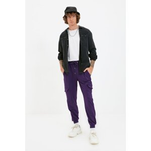 Trendyol Purple Men's Waist and Leg Elastic Pocket New Sweatpants