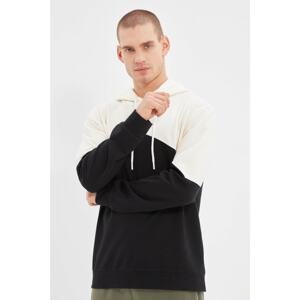 Trendyol White Men's Regular Fit Long Sleeve Hooded Paneled Sweatshirt