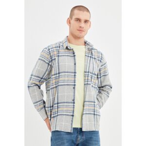 Trendyol Gray Men Regular Fit Shirt Collar Long Sleeve Lumberjack Plaid Shirt