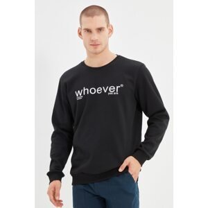 Trendyol Black Men's Printed Regular Fit Sweatshirt