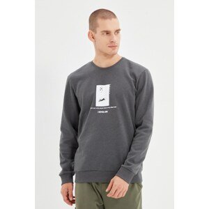 Trendyol Anthracite Men's Printed Regular Fit Sweatshirt