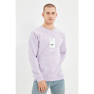 Trendyol Lilac Men's Printed Regular Fit Sweatshirt