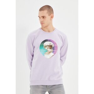 Trendyol Lilac Men Regular Fit Crew Neck Long Sleeve Printed Sweatshirt