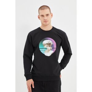 Trendyol Black Men Regular Fit Crew Neck Long Sleeve Printed Sweatshirt