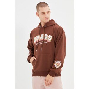 Trendyol Men's Brown Oversize Hoodie Sweatshirt