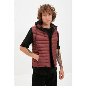 Trendyol Claret Red Men's Knitted Hoodie Puffer Vest