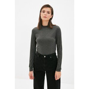 Trendyol Anthracite Stand Up Knitted Blouse