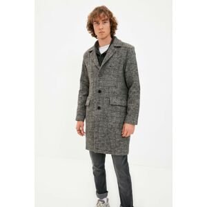 Trendyol Gray Men's Plaid Double Flap Pocketed Coat