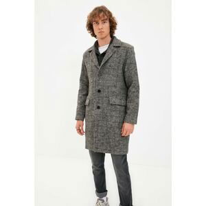 Trendyol Gray Men's Plaid Double Flap Pocketed Coat