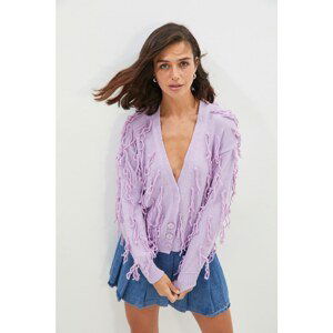 Trendyol Lilac Tassel Detailed Knitwear Cardigan