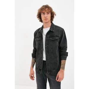 Trendyol Anthracite Men Regular Fit Back Patch Denim Jacket