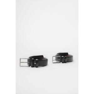 Trendyol Black Men's 2-Pack Textured Faux Leather Belt