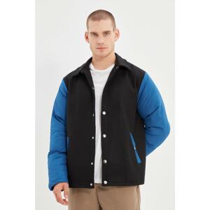 Trendyol Black Men's Color Block Snap Closure Coat