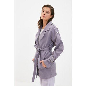 Trendyol Blue Belted Button Closure Trench Coat