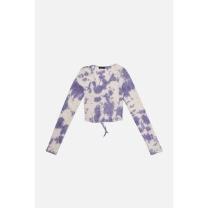 Trendyol Lilac Pleated Tie-Dye Pattern Knitted Blouse