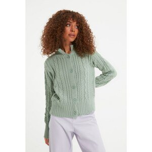 Trendyol Mint Knit Detailed Stand Up Collar Knitwear Cardigan