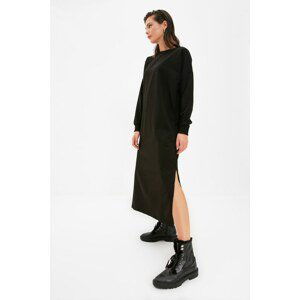 Trendyol Black Slit Midi Knitted Dress