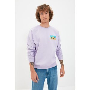 Trendyol Lilac Men's Printed Oversize Fit Sweatshirt
