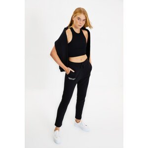 Trendyol Black 100% Organic Cotton Printed Basic Jogger Knitted Sweatpants