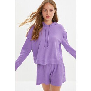 Trendyol Purple Frill Detailed Waffle Knitted Bottom-Top Set