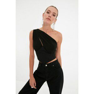 Trendyol Black Crop Knitted Corset Detailed Blouse