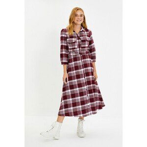 Trendyol Burgundy Belted Shirt Dress