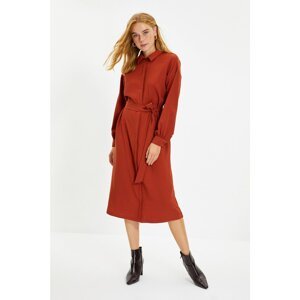 Trendyol Tile Belted Shirt Dress