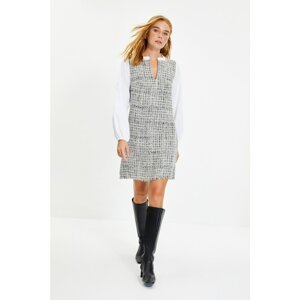 Trendyol Gray Collar Detailed Tweed Dress