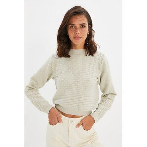 Trendyol Gray Knitted Detailed Crop Knitwear Sweater