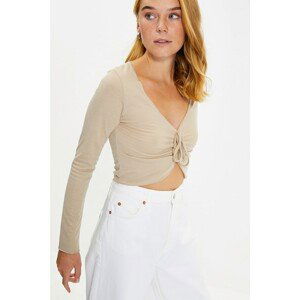 Trendyol Beige Ruffle Detailed Knitted Blouse
