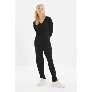 Trendyol Black Knitted Jumpsuit with Pocket