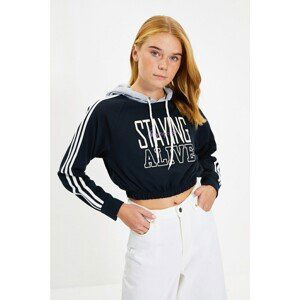 Trendyol Navy Blue Crop Knitted Sweatshirt