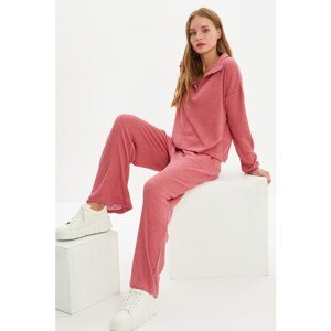 Trendyol Pink Polo Collar Fake Knitwear Knitted Bottom-Top Set