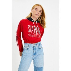 Trendyol Red Crop Knitted Sweatshirt