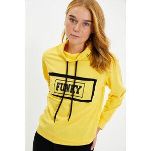 Trendyol Yellow Printed Basic Knitted Sweatshirt