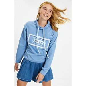 Trendyol Indigo Printed Basic Knitted Sweatshirt