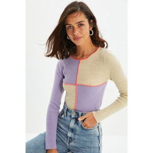 Trendyol Lilac Color Block Knitwear Sweater