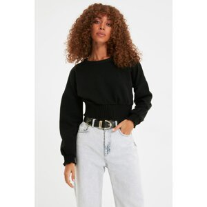 Trendyol Black Gippie Crop Knitted Sweatshirt