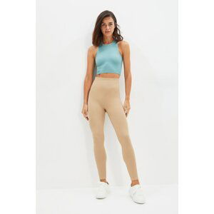 Trendyol Camel Corduroy Seamless Knitted Leggings