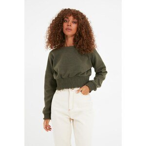 Trendyol Khaki Gipeli Crop Knitted Sweatshirt