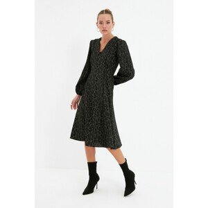 Trendyol Black Collar Detailed Patterned Dress