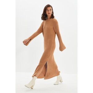 Trendyol Camel Zipper Detailed Knitwear Dress