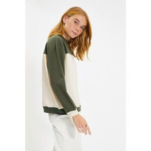 Trendyol Beige Color Block Knitted Sweatshirt